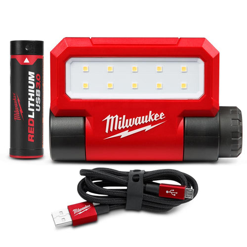 Milwaukee 4V 3.0Ah REDLITHIUM USB Folding Flood Light Kit - Forge and Bearing
