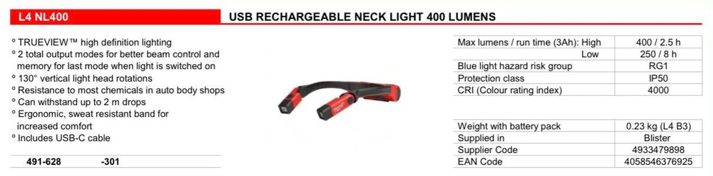 Milwaukee 4V REDLITHIUM USB Rechargeable Neck Light Combo Kit - Forge and Bearing