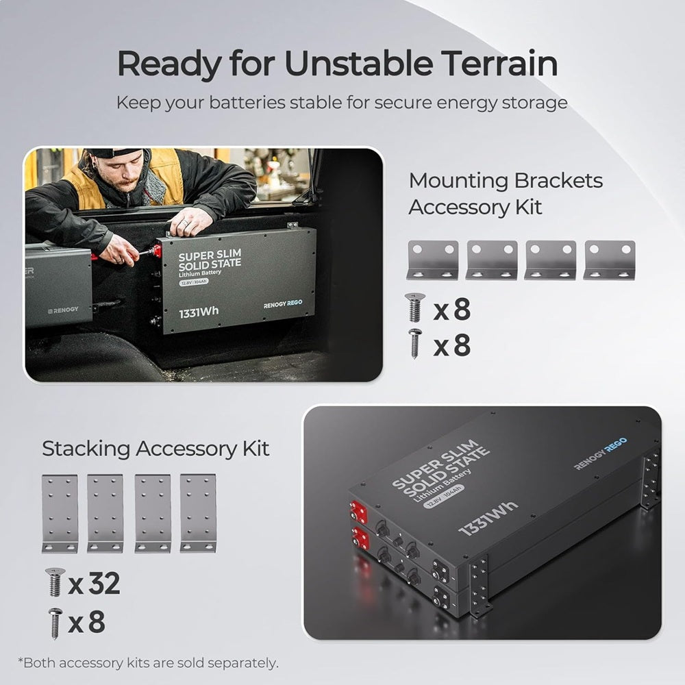 Renogy 12V 104Ah Super Slim Solid State Lithium Battery - Forge and Bearing